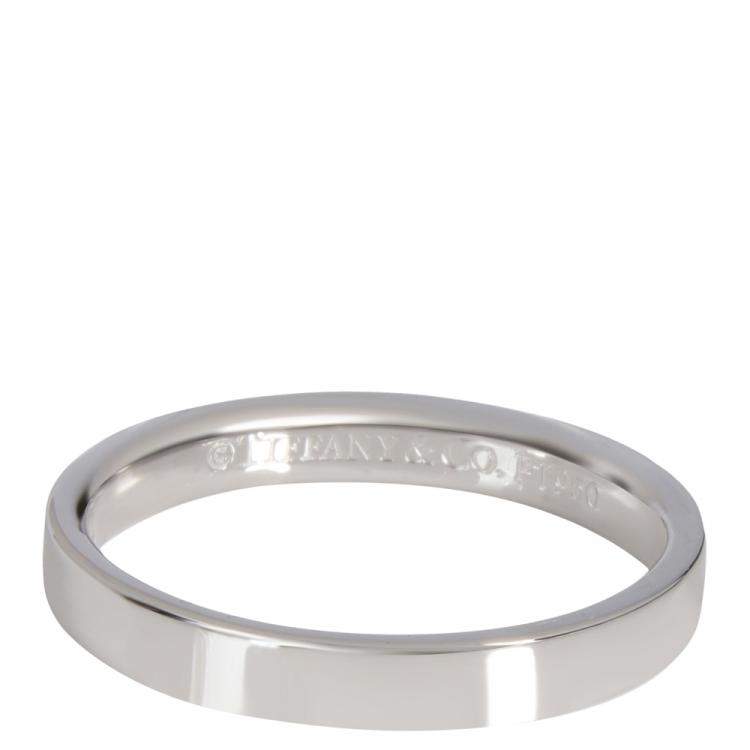 Pre Owned Tiffany & Co. Platinum Flat Wedding Ring Size 57