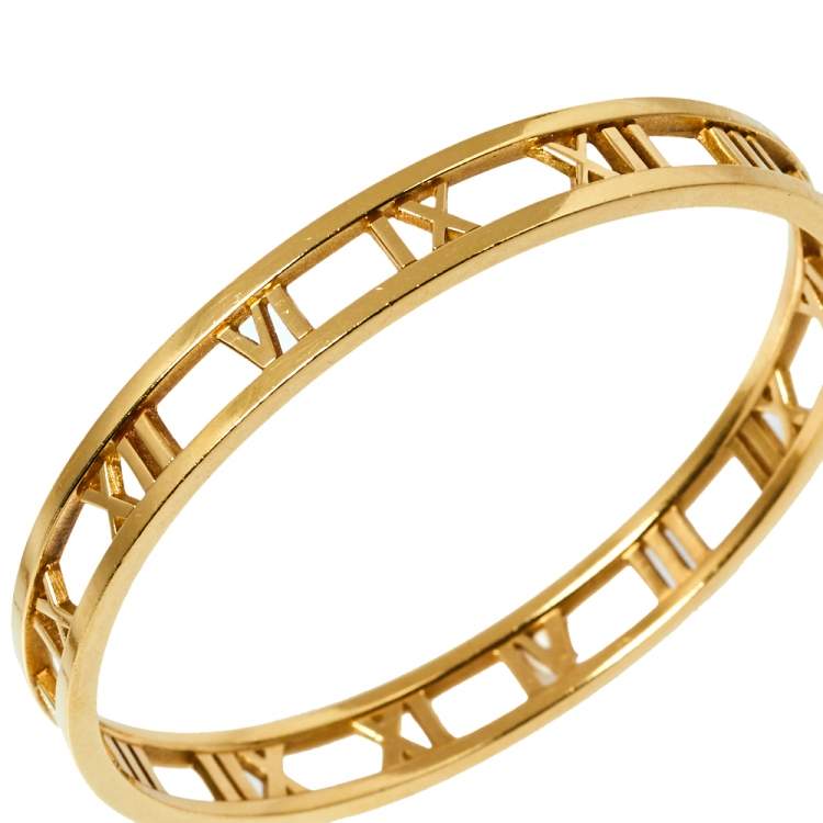 Pre Owned Tiffany & Co. Atlas 18K Yellow Gold Narrow Bangle Bracelet
