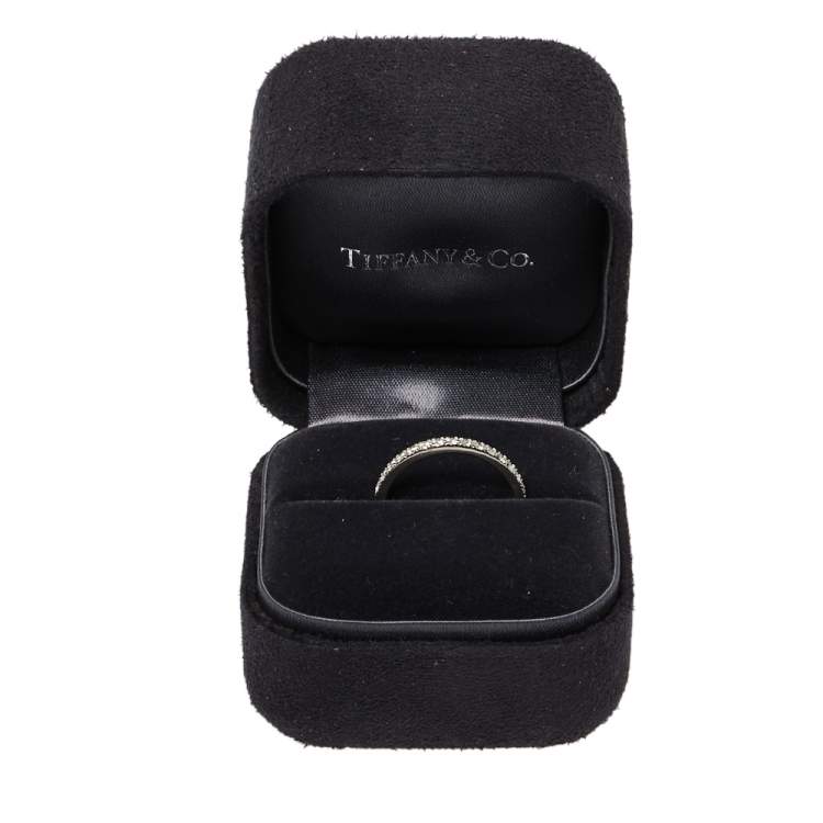 Pre Owned Tiffany & Co. Soleste Diamond Platinum Half Eternity Wedding Band Ring Size 54