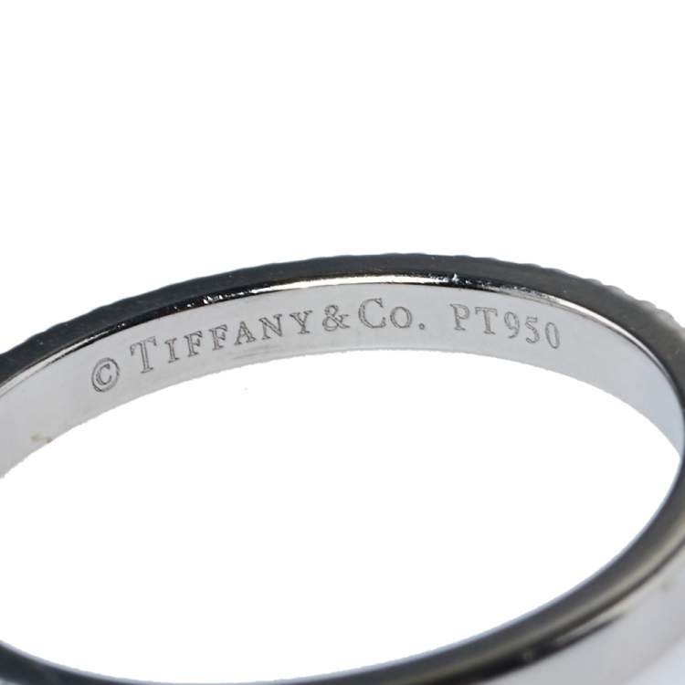Pre Owned Tiffany & Co. Soleste Diamond Platinum Half Eternity Wedding Band Ring Size 54