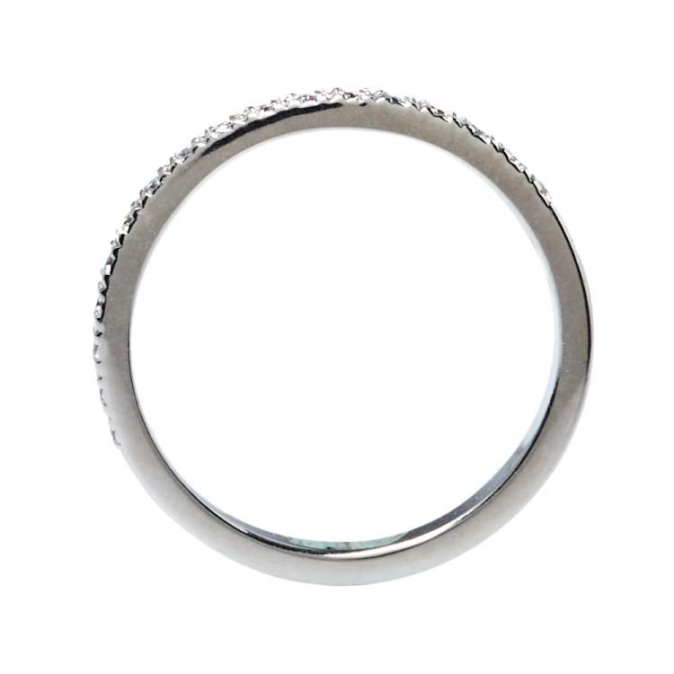 Pre Owned Tiffany & Co. Soleste Diamond Platinum Half Eternity Wedding Band Ring Size 54