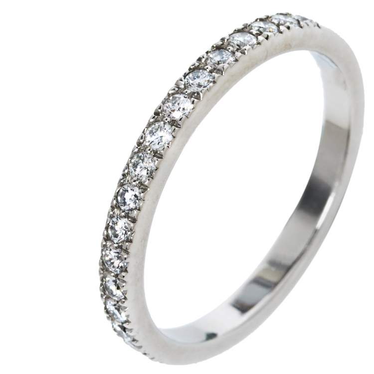 Pre Owned Tiffany & Co. Soleste Diamond Platinum Half Eternity Wedding Band Ring Size 54