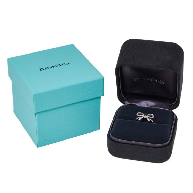 Pre Owned Tiffany & Co. Tiffany Bow Diamond Platinum Ring Size 53