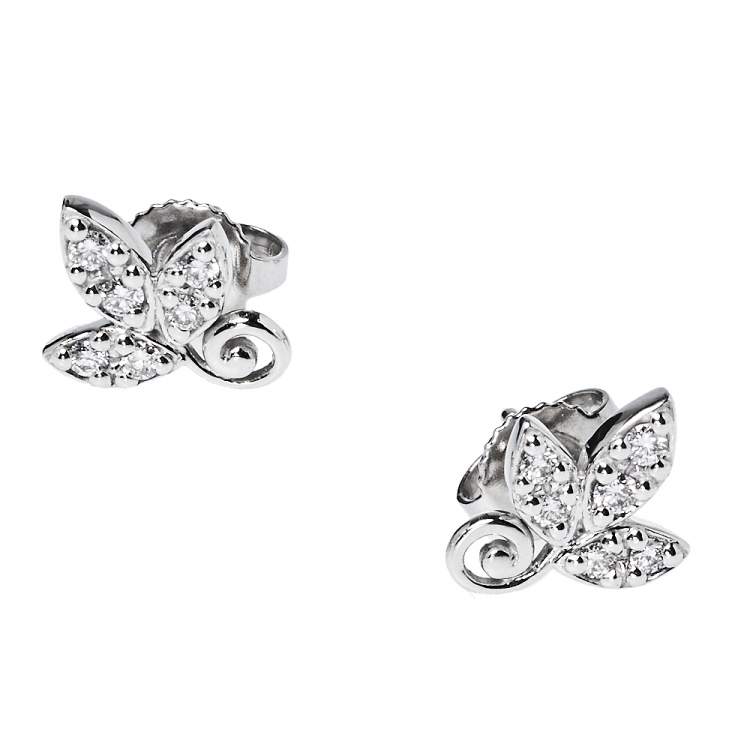 Pre Owned Tiffany & Co. Paloma Picasso® Olive Leaf Diamond 18K White Gold Stud Earrings