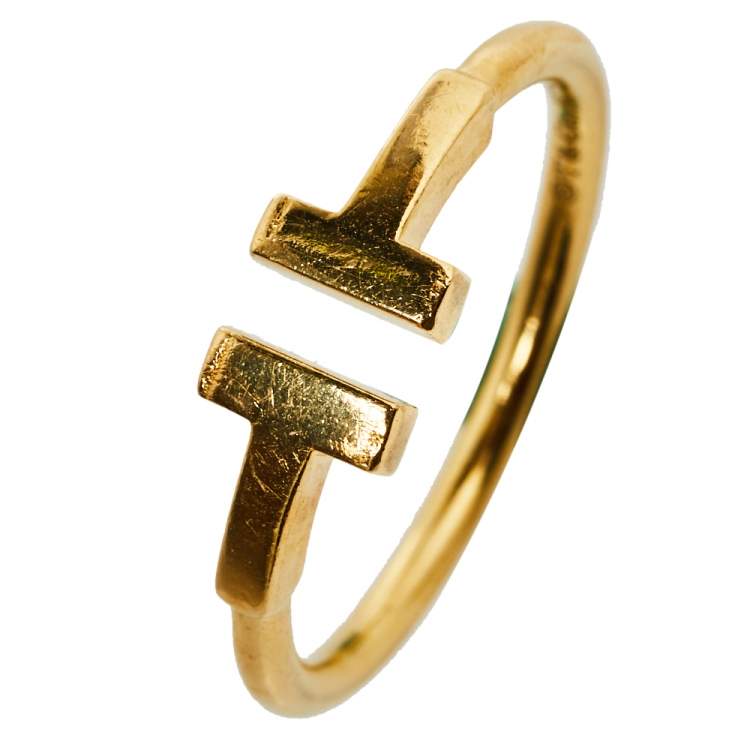 Pre Owned Tiffany & Co. Tiffany T Wire 18K Yellow Gold Ring Size 56