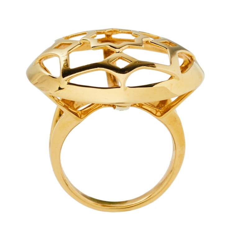 Pre Owned Tiffany & Co. Paloma Picasso 18K Yellow Gold Zellige Statement Ring Size 53