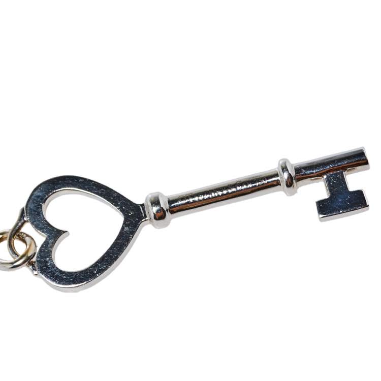 Pre Owned Tiffany & Co. Tiffany Keys Diamond 18K White Gold Heart Key Pendant