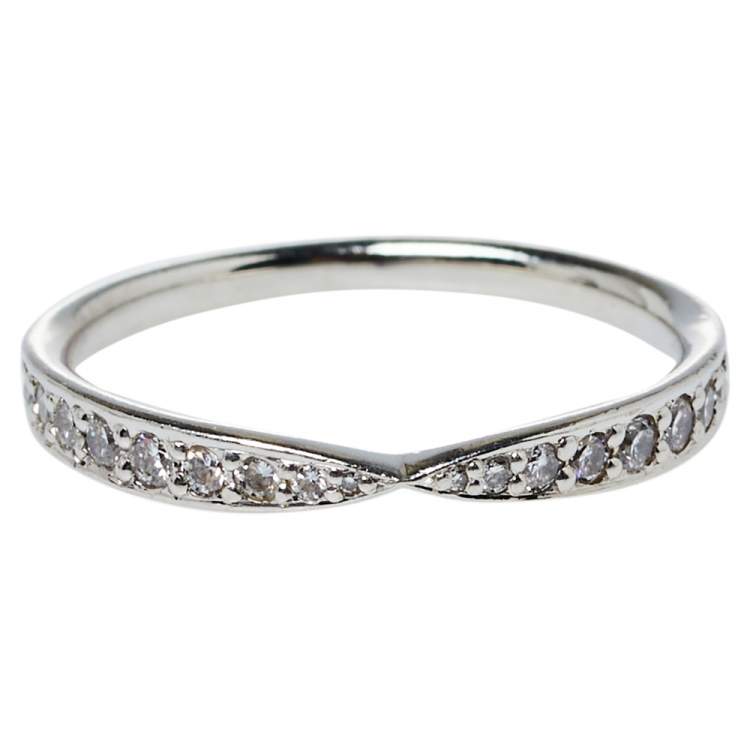 Pre Owned Tiffany & Co. Diamond Platinum Harmony Band Ring Size 54