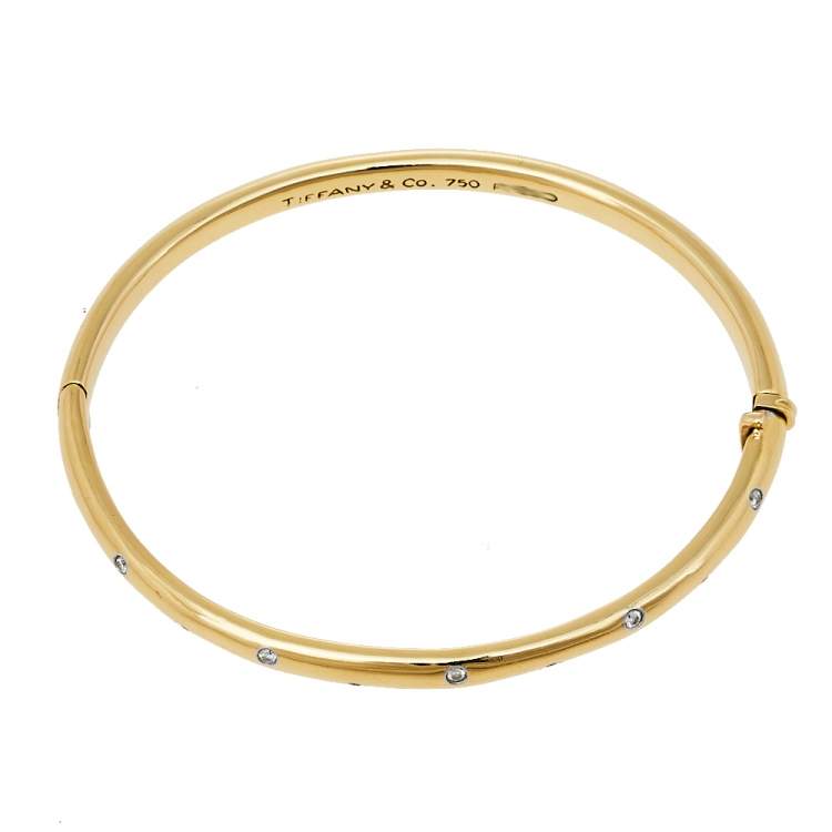 Pre Owned  Tiffany & Co. Etoile Diamond 18k Yellow Gold Platinum Bangle Bracelet