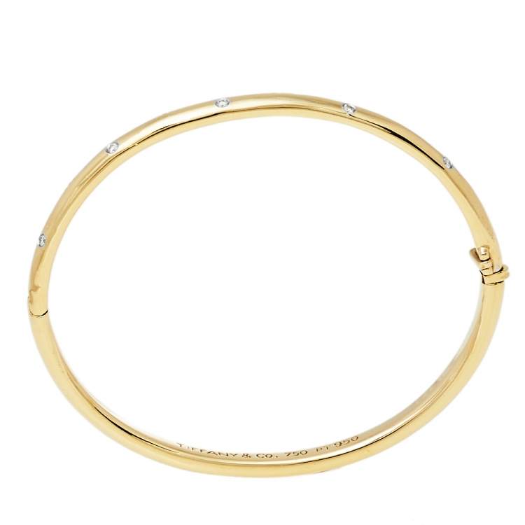 Pre Owned  Tiffany & Co. Etoile Diamond 18k Yellow Gold Platinum Bangle Bracelet