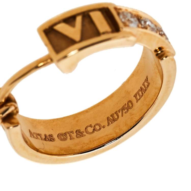 Pre Owned Tiffany & Co. Atlas Diamond 18K Rose Gold Hoop Earrings