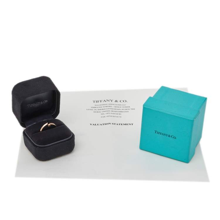 Pre Owned Tiffany & Co. Tiffany T T1 Diamond 18K Rose Gold Ring Size 55