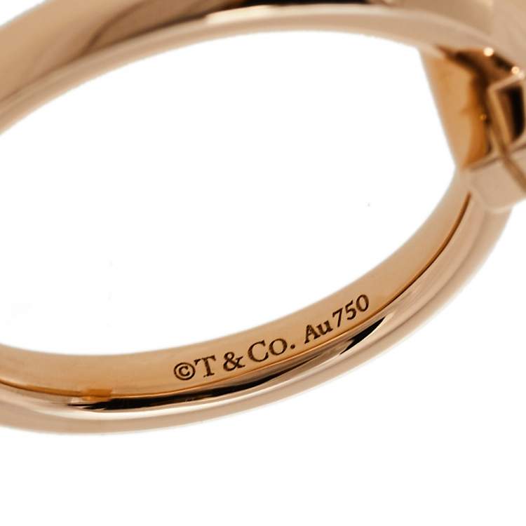 Pre Owned Tiffany & Co. Tiffany T T1 Diamond 18K Rose Gold Ring Size 55