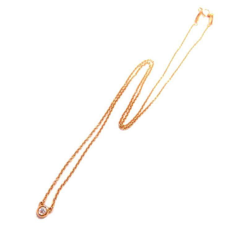 Pre Owned Tiffany & Co. 18k Pink Gold Diamonds By The Yard Necklace
