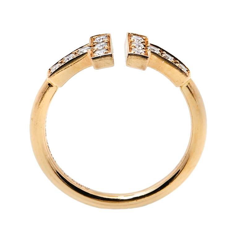 Pre Owned Tiffany & Co. Tiffany T Wire Diamond 18K Rose Gold Ring Size 48