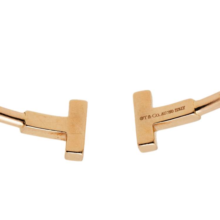 Pre Owned Tiffany & Co. Tiffany T Wire Diamond 18K Rose Gold Bracelet