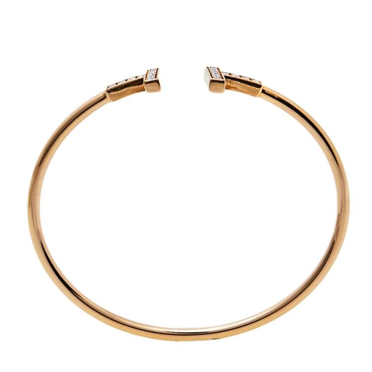 Pre Owned Tiffany & Co. Tiffany T Wire Diamond 18K Rose Gold Bracelet