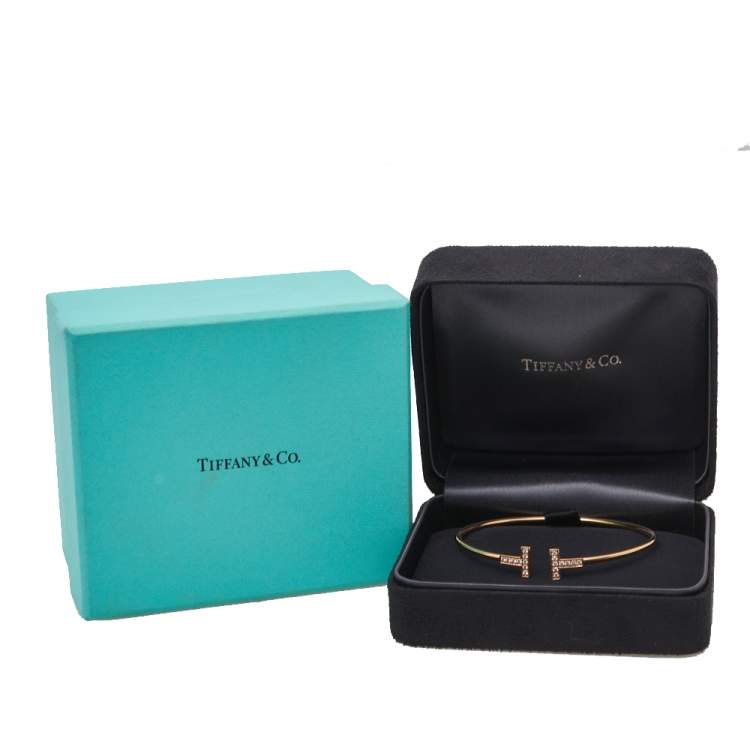 Pre Owned Tiffany & Co. Tiffany T Wire Diamond 18K Rose Gold Bracelet