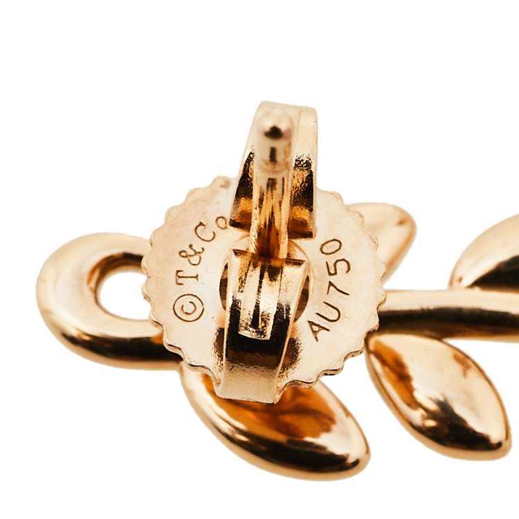 Pre Owned Tiffany & Co. Paloma Picasso Olive Leaf Climber 18k Rose Gold Stud Earrings