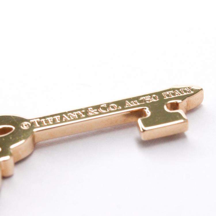 Pre Owned Tiffany & Co. 18K Rose Gold Diamond Victoria Key Pendant Necklace