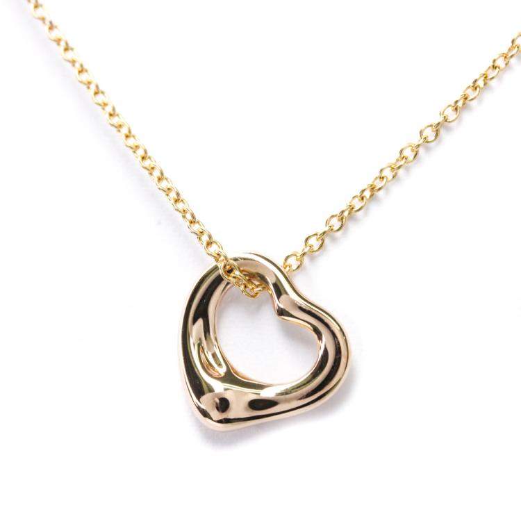 Pre Owned Tiffany & Co. 18K Rose Gold Elsa Peretti Open Heart Pendant Necklace