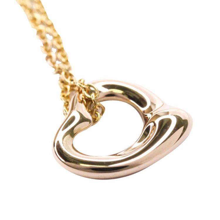 Pre Owned Tiffany & Co. 18K Rose Gold Elsa Peretti Open Heart Pendant Necklace