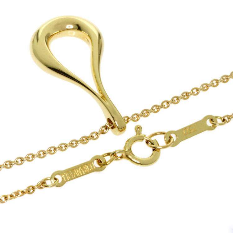 Pre Owned Tiffany & Co. Open Teardrop 18K Yellow Gold Necklace 