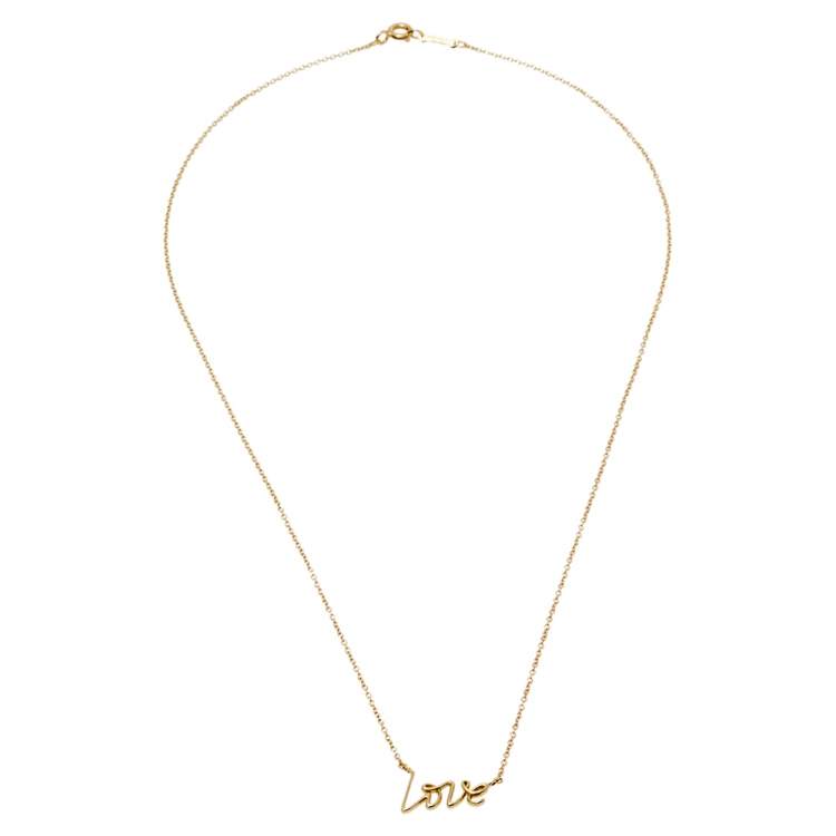 مملوكة مسبقًا Tiffany & Co. Paloma's Graffiti Love 18K Yellow Gold Pendant Necklace