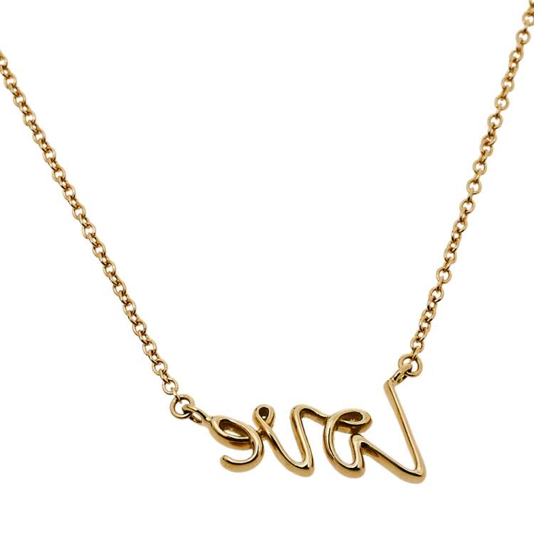 مملوكة مسبقًا Tiffany & Co. Paloma's Graffiti Love 18K Yellow Gold Pendant Necklace