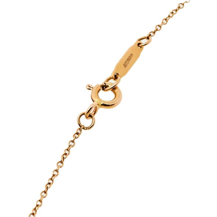 Pre Owned Tiffany & Co. Return To Tiffany Diamond 18K Rose Gold Mini Double Heart Tag Pendant Necklace