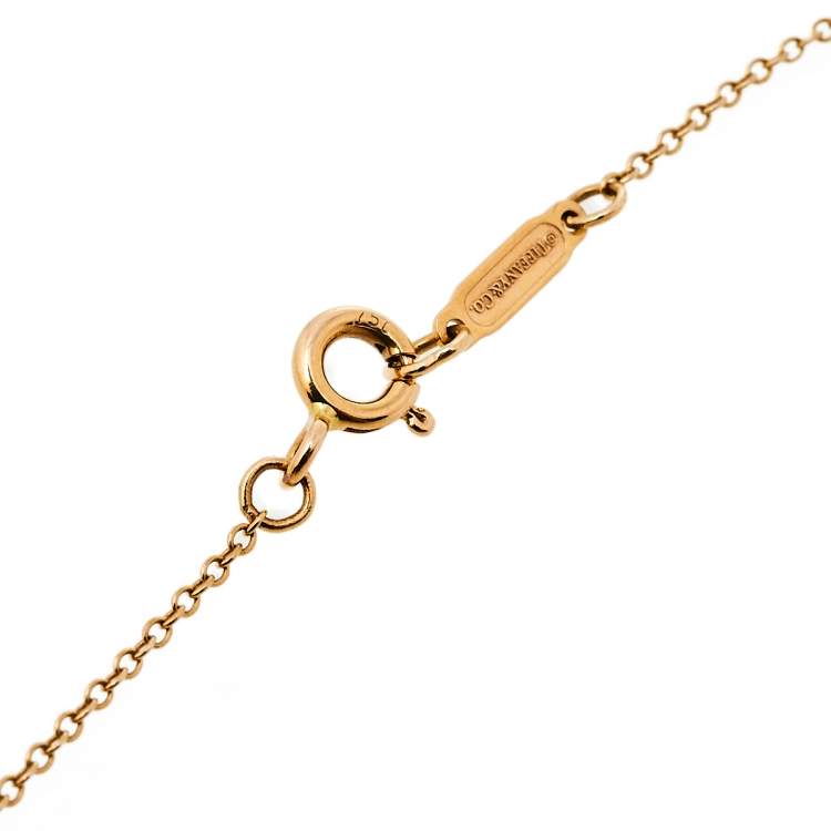 Pre Owned Tiffany & Co. Return To Tiffany Diamond 18K Rose Gold Mini Double Heart Tag Pendant Necklace