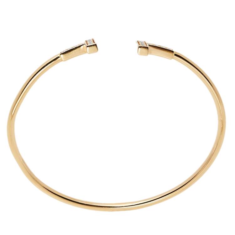 Pre Owned Tiffany & Co. Tiffany T Wire Diamond 18K Rose Gold Bracelet