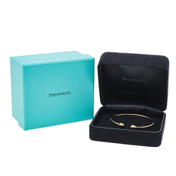 Pre Owned Tiffany & Co. HardWear Ball Wire 18K Yellow Gold Open Cuff Bracelet  