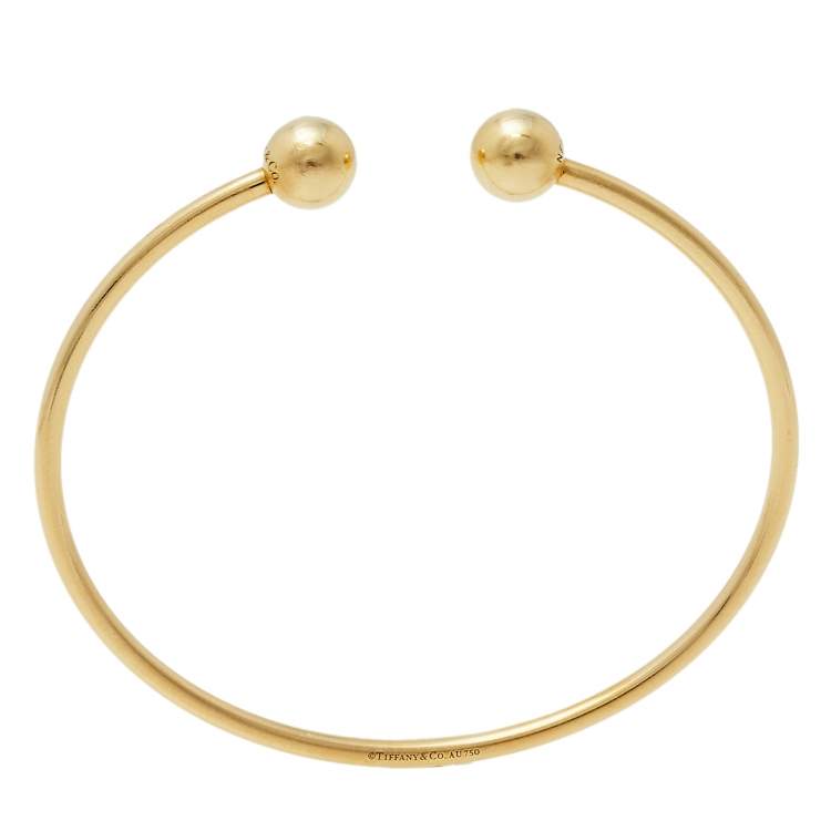 Pre Owned Tiffany & Co. HardWear Ball Wire 18K Yellow Gold Open Cuff Bracelet  