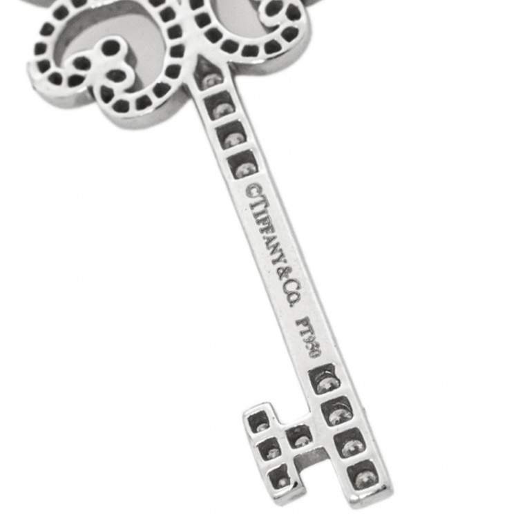 Pre Owned Tiffany & Co. Quatra Heart Key Diamond Platinum Pendant