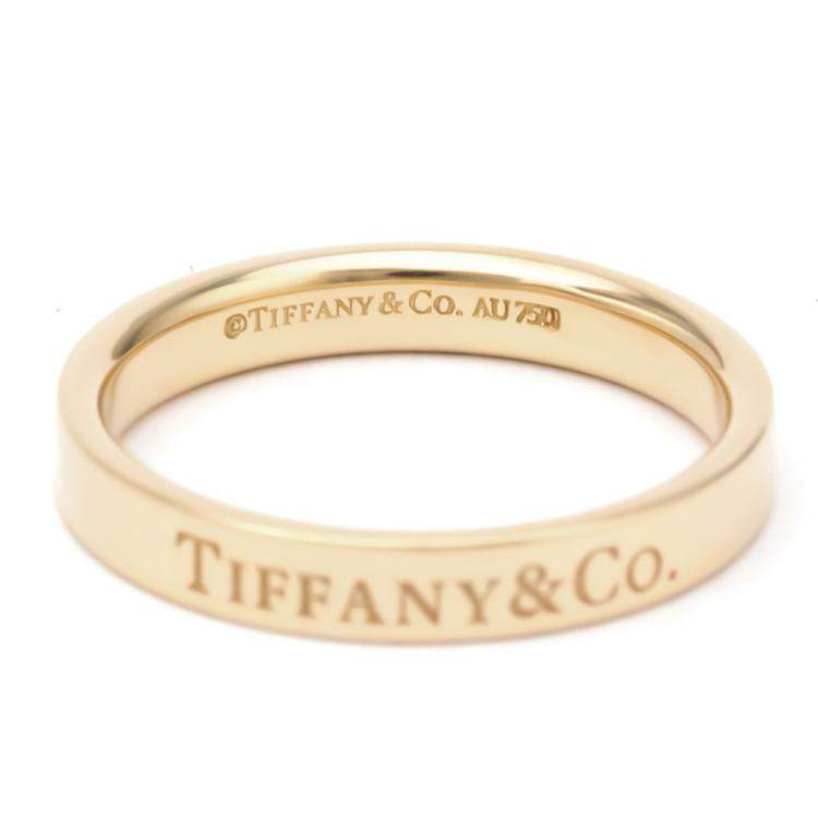 Pre Owned Tiffany & Co. 18K Rose Gold Flat Band Ring Size EU 52