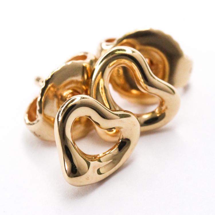 Pre Owned Tiffany & Co. Open Heart 18K Rose Gold Stud Earrings