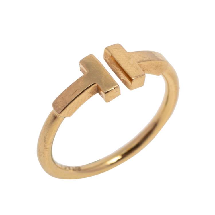 Pre Owned Tiffany & Co. Tiffany T Wire 18K Yellow Gold Ring Size EU 51