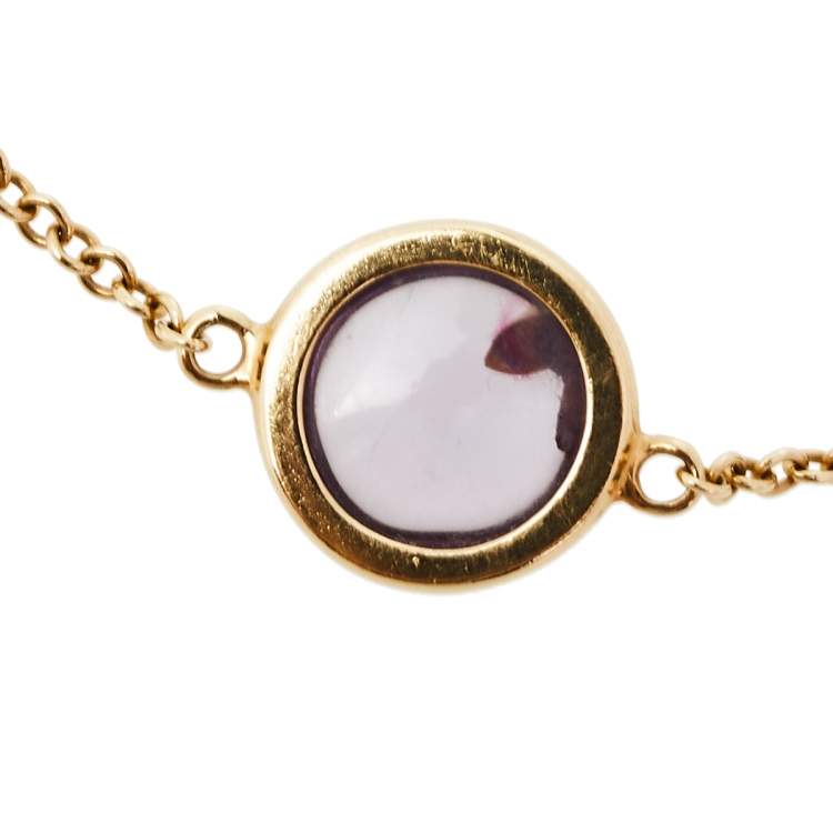 Pre Owned Tiffany & Co. Paloma Picasso Amethyst Cabochon 18K Yellow Gold Bracelet