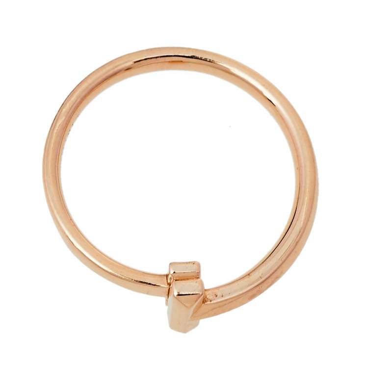 Pre Owned Tiffany & Co. Tiffany T T1 18K Rose Gold Ring Size EU 55