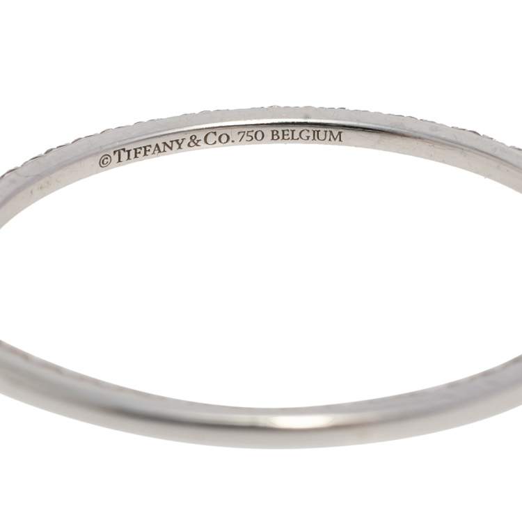 Pre Owned Tiffany & Co. Tiffany Metro Diamond 18K White Gold Hoop Earrings