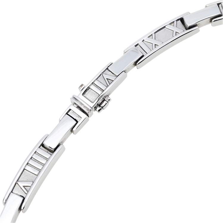 Pre Owned Tiffany & Co. Atlas Diamond 18K White Gold Link Choker Necklace