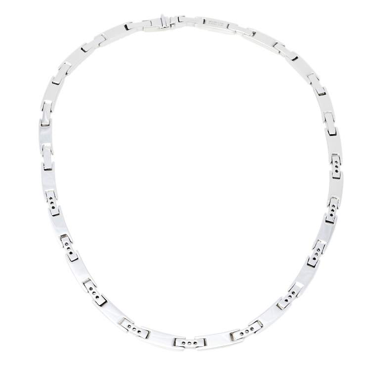 Pre Owned Tiffany & Co. Atlas Diamond 18K White Gold Link Choker Necklace