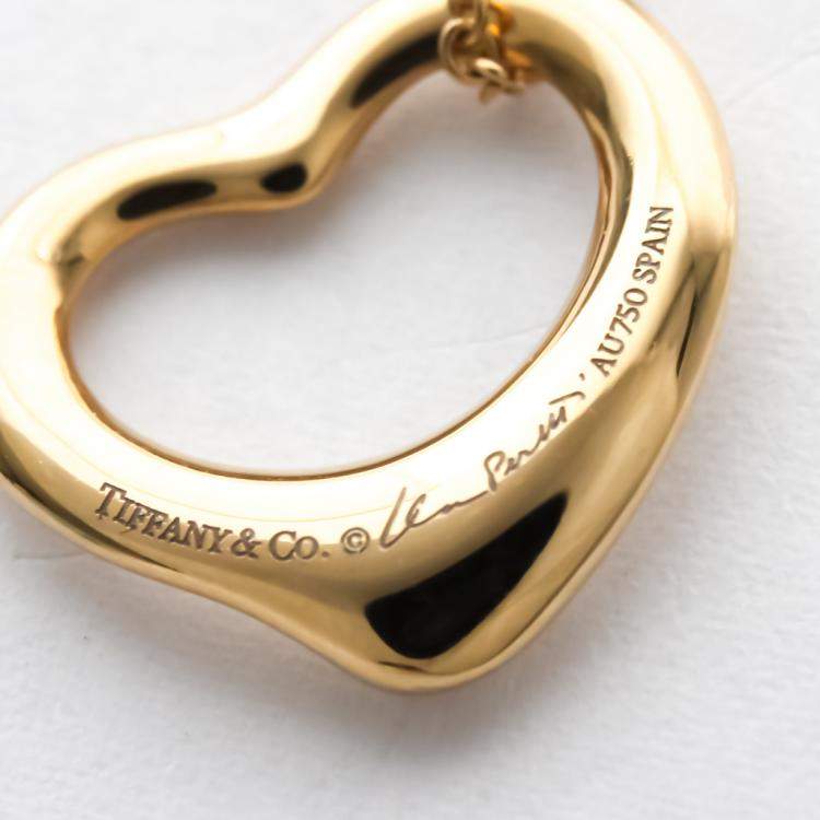 Pre Owned Tiffany & Co. Open Heart 18K Rose Gold Diamond Necklace 