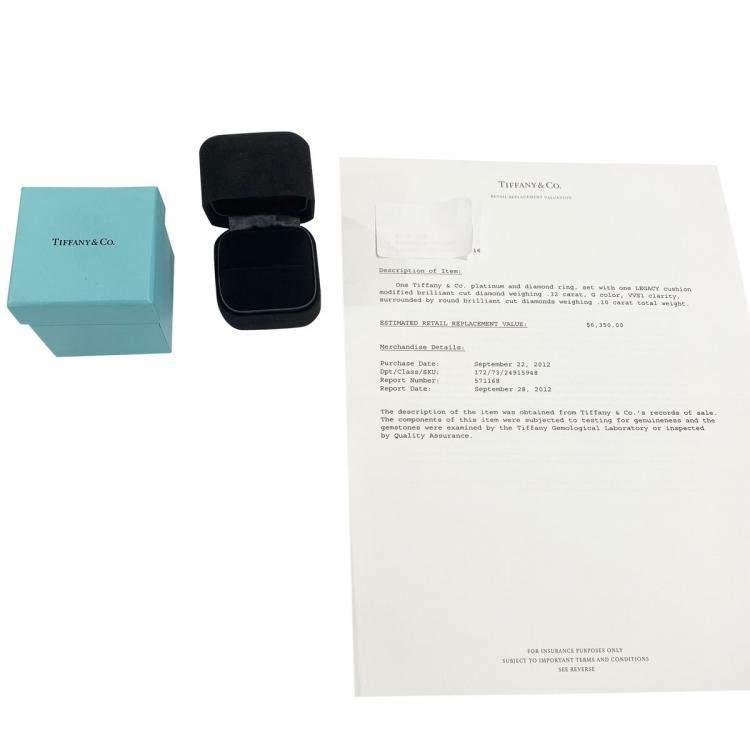 Pre Owned Tiffany & Co. Legacy Diamond Engagement Platinum Ring Size EU 51