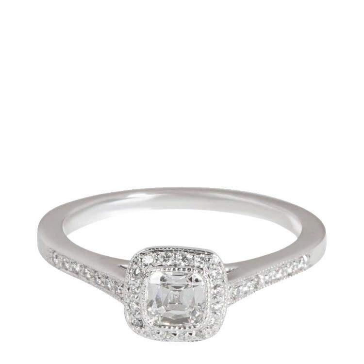 Pre Owned Tiffany & Co. Legacy Diamond Engagement Platinum Ring Size EU 51