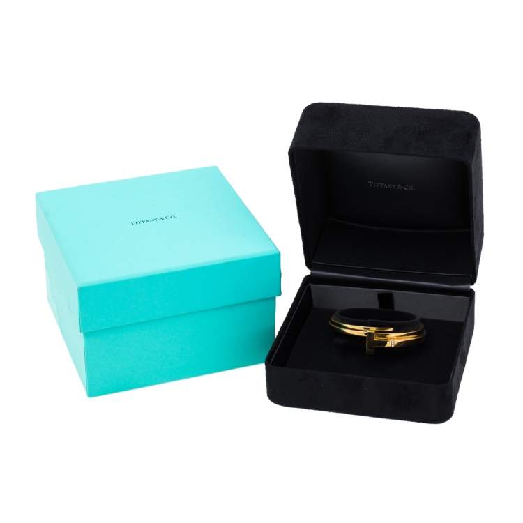 Pre Owned Tiffany & Co. T Square Diamond 18K Yellow Gold Wrap Cuff Bracelet