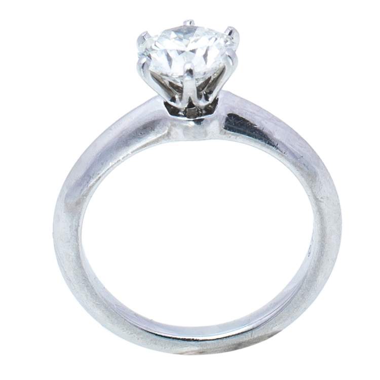 Pre Owned Tiffany & Co. 1.16ct Solitaire Diamond Platinum The Tiffany Setting Engagement Ring Size 50