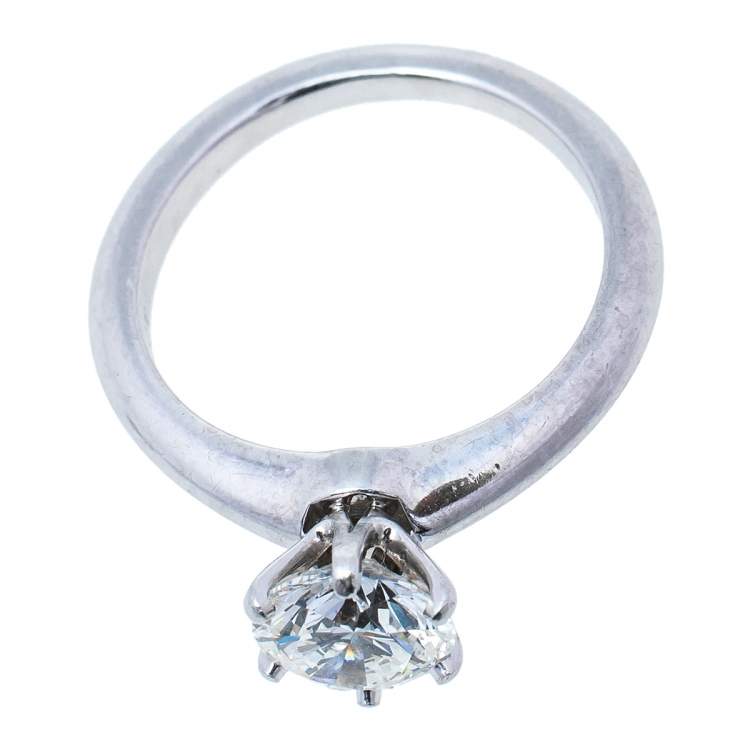 Pre Owned Tiffany & Co. 1.16ct Solitaire Diamond Platinum The Tiffany Setting Engagement Ring Size 50