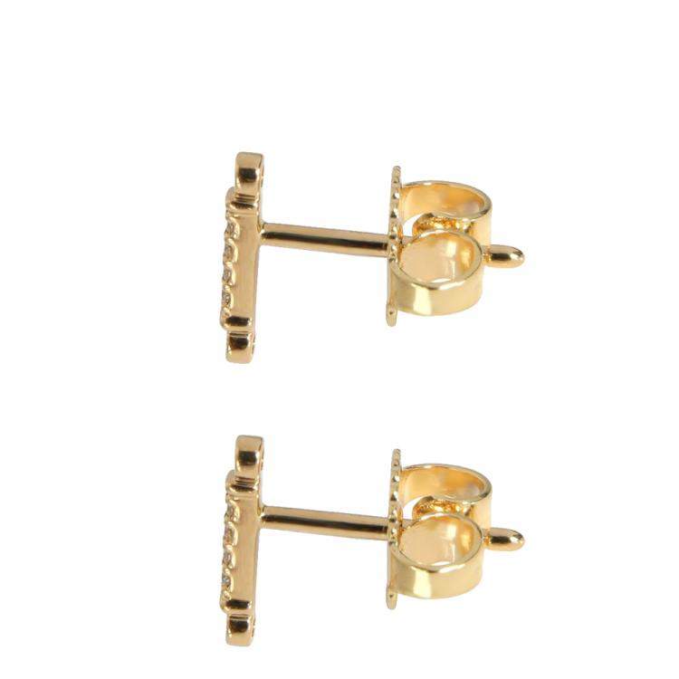 Pre Owned Tiffany & Co. Fleur de Lis Key Diamond Bar 18K Yellow Gold Earrings